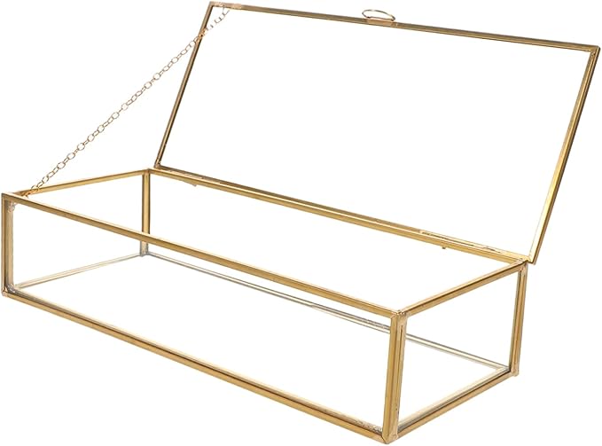 Cabilock Vintage Jewelry Containers Rectangular Storage Organizer Makeup Container Glass Shadow Boxes Decorative Box