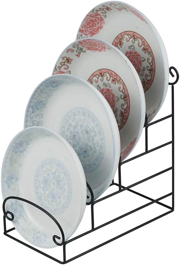Artliving 4-Tier Metal Scrollwork Dish Rack Plate Rack Display Stand Holder Cabinet Organizer Set of 2