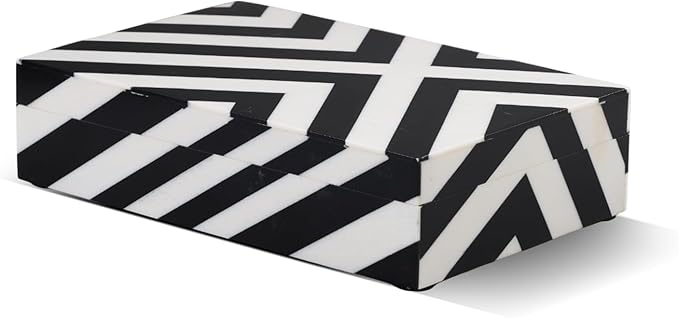 Handicrafts Home Large Decorative Storage Box with Lid– 8x5x2” Coffee Table Organizer, Keepsake-Decorative Boxes for Home Decor, Stylish Decorative Box for Office Décor-Zebra Cross