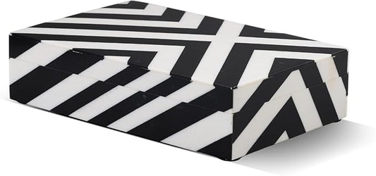 Handicrafts Home Large Decorative Storage Box with Lid– 8x5x2” Coffee Table Organizer, Keepsake-Decorative Boxes for Home Decor, Stylish Decorative Box for Office Décor-Zebra Cross