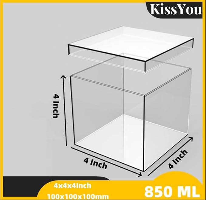 KissYou Acrylic Box Clear Display Boxes with Lid Transparent Square Cube Storage Box Organizer Containers for Graduation Wedding Birthday Candy Boxes Party Decorations