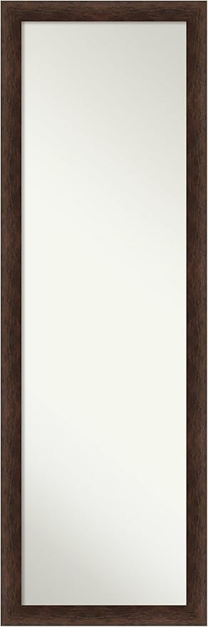 Amanti Art Brown Full Length Mirror for Door, 51x17 Warm Walnut Narrow Tall Wall Mirror Full Length, Mounted to Door or Closet Wall with no Visible Brackets, Casual Wood Frame, Bedroom Decor