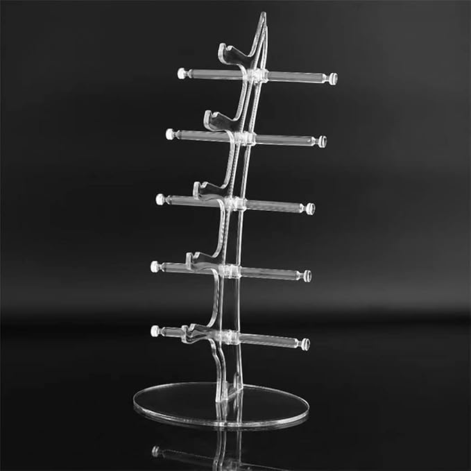 2 Pack Sunglasses Rack Eyeglasses Display Stand Holder Storage Organizer for 5 Glasses Acrylic Jewelry Eyewear Display for Selling Clear