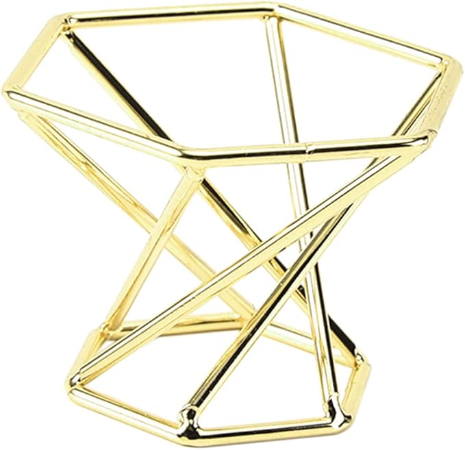 PURPLELILY Metal Display Stand For Crystal Glass Lens Ball Sphere Holder Leg Makeup Sponge Organizer Rack Home Decor Crystal Glass Metal Display Stand, Golden