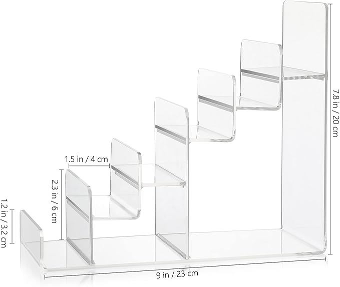 DOITOOL 6-Tier Wallet Display Stand Acrylic Shelf Riser Purse Greeting Card Display Stand Clear Jewelry Riser Perfume Sunglasses Handbag Organizer Rack