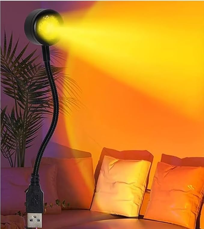 2Pcs LED Sunset Ambient Lamp Night Light,USB Warm Ambient Light,Projector Birthday Party Decoration Portable Mood Light for Bedroom Living