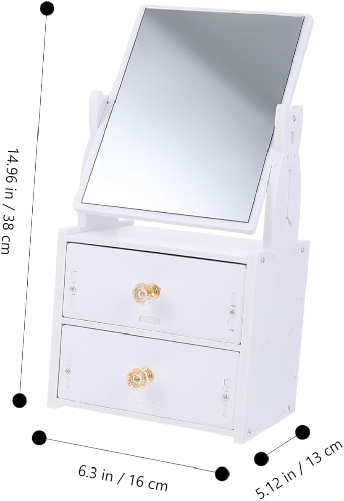 Stackable Makeup Organizer Storage Box Countertop Makeup Mirror for Women Table Mirror