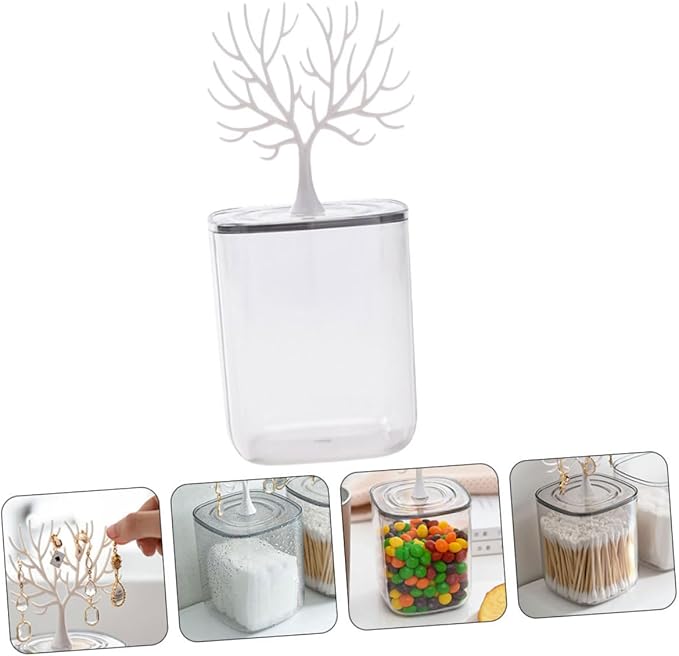 Acrylic Cotton Swab Box Lid Multifunctional Desktop Organizer for Makeup Pads and Jewelry Storage Dustproof and Sturdy for Bathroom and Vanity