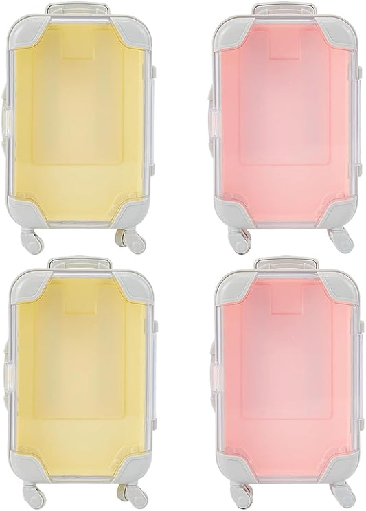 4Pcs 2 Colours Mini Suitcase Candy Boxes Plastic Suitcase Gift Box Eyelash Storage Organizer Luggage Empty False Lash Packaging Party Favor Case for Eyelashes Makeup Travel Accessories Women