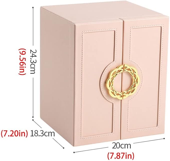 VSULZVNU Makeup Organizers Jewelry Box Double Door Five Drawer Storage Box Ring Earring Necklace Bracelet Lipstick Watch Storage Box Built-in Flannel Jewelry Case (Color : A)