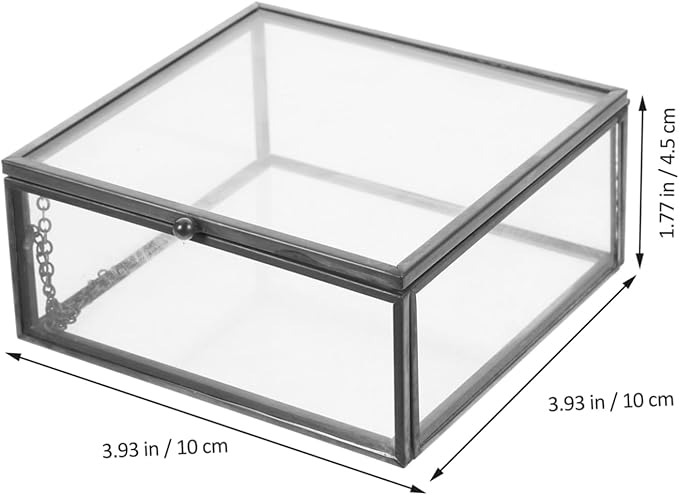 Levemolo Alloy Frame Glass Jewelry Storage Box Sealing Glass Case Lid for Women Decorative Ring Storage Cases Home Cosmetics Organizer