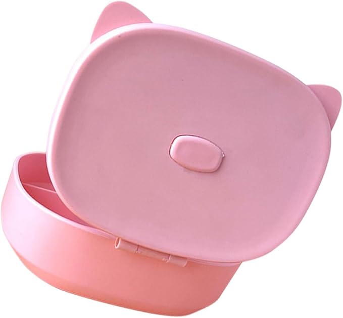 FOMIYES Cartoon Cat Ear Jewelry Storage Box with Mirror Cute DIY Dressing Case for Boys and Girls Portable Makeup Organizer for Necklaces Earrings and Rings