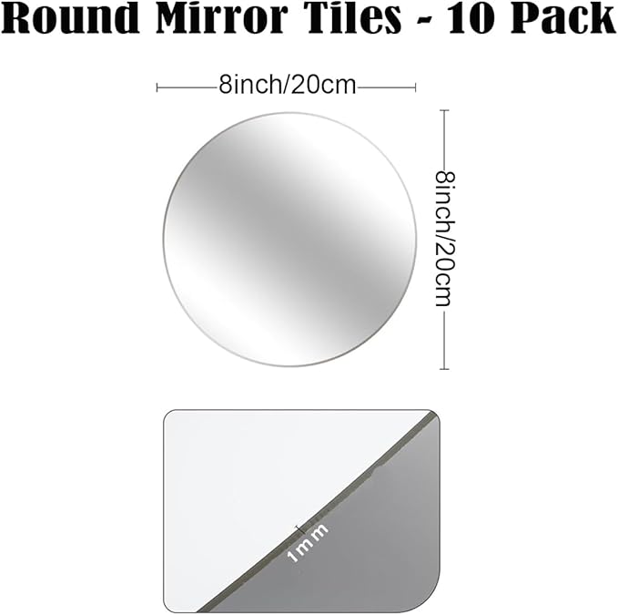 10 Pack Round Mirrors for Centerpieces, 8 inch Circle Mirror Centerpieces for Tables, Mirror Tiles for Wall Table Wedding Centerpieces Mirror Plates for Candle Wedding Decorations