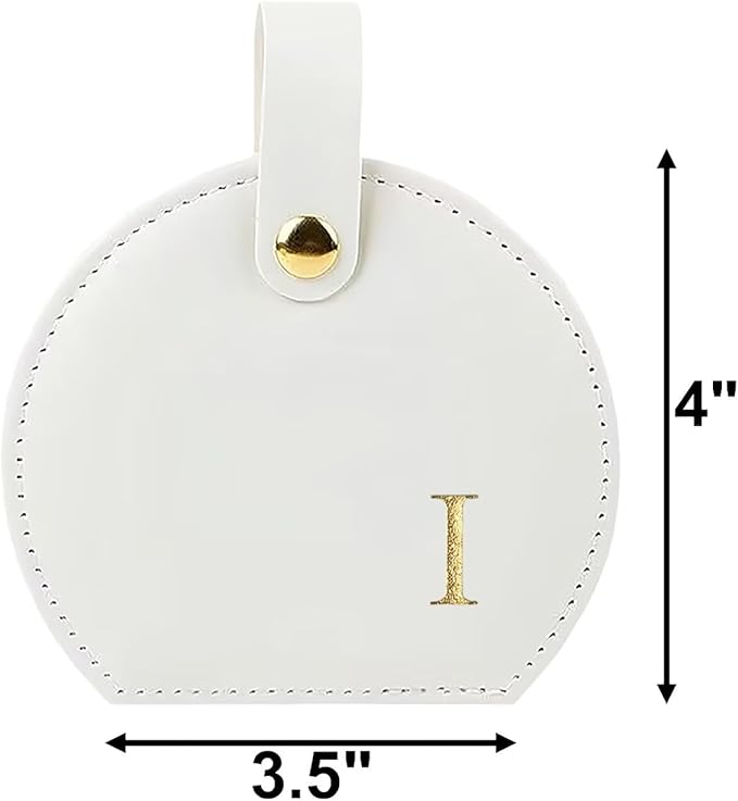 Travel Jewelry Case,Personalized Jewelry Box,Elegant Half-Moon Design with Personalized Golden Initial Case,Personalized Gifts for Women,Jewelry organizer;Personalized Gifts for Women or Friends(I)