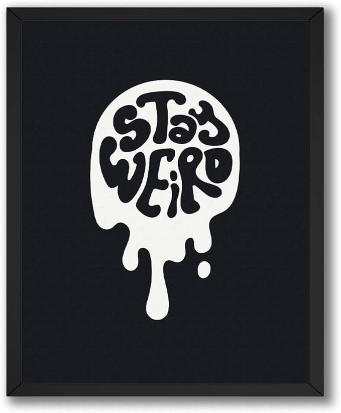InkFlow Posters Stay Weird Poster - Bold Typography Illustration - Bold Minimal Graphic Design - Modern Home Wall Decor Accent - Playful Quote Art - 18x24 Unframed Canvas Print