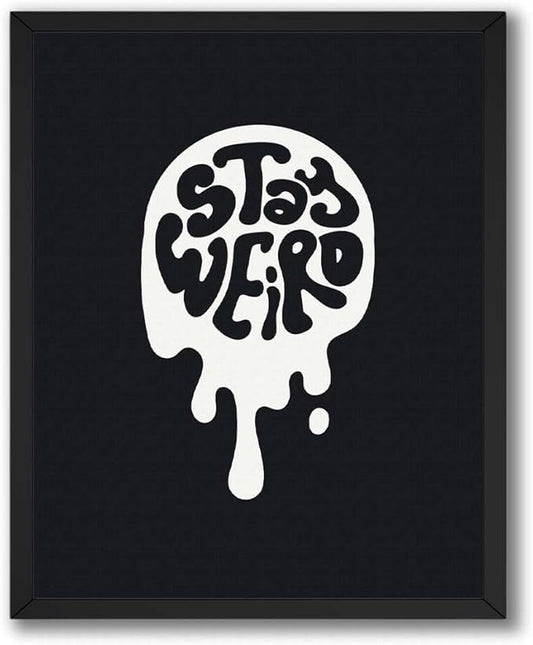 InkFlow Posters Stay Weird Poster - Bold Typography Illustration - Bold Minimal Graphic Design - Modern Home Wall Decor Accent - Playful Quote Art - 24x32 Unframed Canvas Print