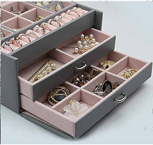 Jewelry Box Jewelry Box Organizer Large Ring Necklace Display Makeup Holder Cases Leather Jewelry Case with Lock for Women Storage