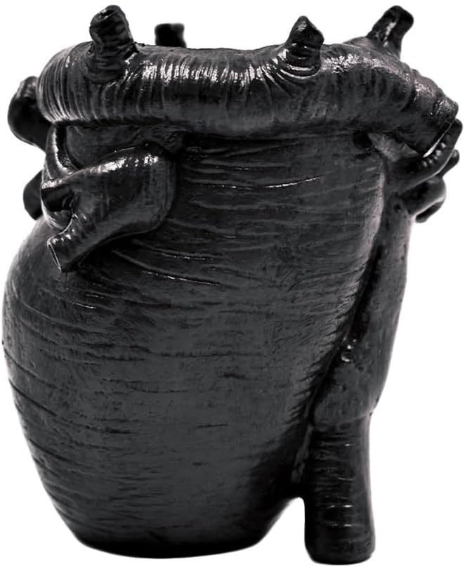 Small Human Heart Organ Shape Pen Holder Home Office Desk Storage Resin Decor, Makeup Brush Holder, 4.1" x 3.5", Black