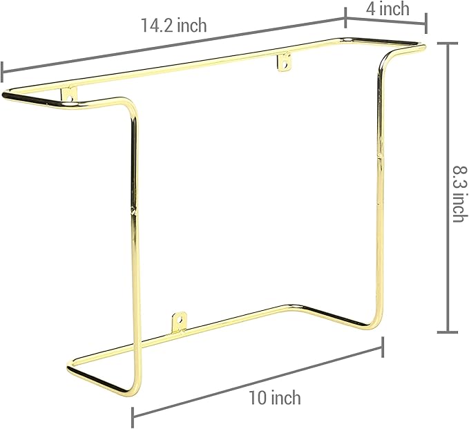 MyGift Modern Metal Wire Wall Mounted Vinyl Records Storage Racks, Hanging LP Record Holders, Floating Album Cover Display Shelves, Set of 2 (Brass-2 Pcs)