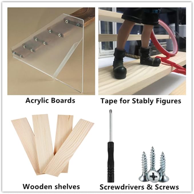 Display Shelf Stand, Clear Acrylic Riser Shelves Wood Acrylic Storage for Figure Collection Cupcake Desserts Holder Cosmetics Perfume Jewelry Organizer Rack