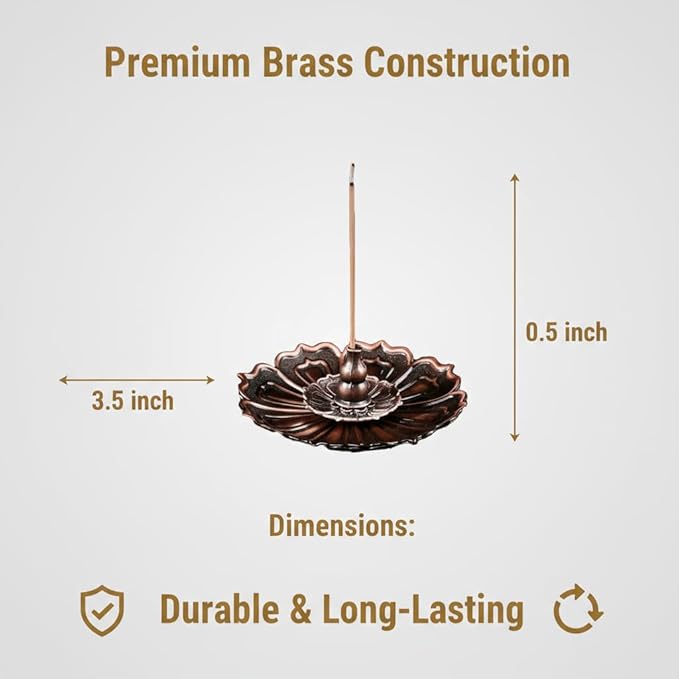Seedlink Brass Lotus Incense Holder for Sticks, Vintage Incense Burner with Detachable Ash Catcher for Meditation, Yoga & Home Decor