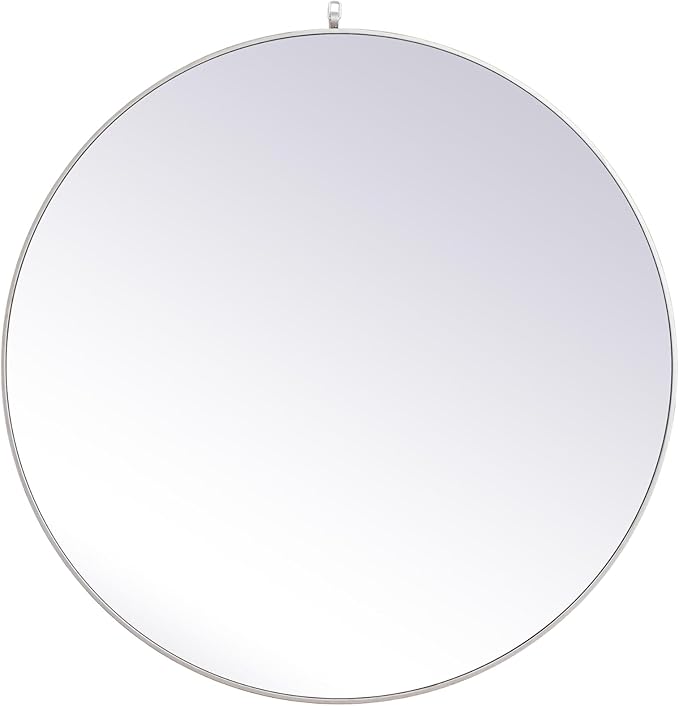 Focus 45x45 Round Wall Mirror, for Bathroom Bedroom Entryway, Silver