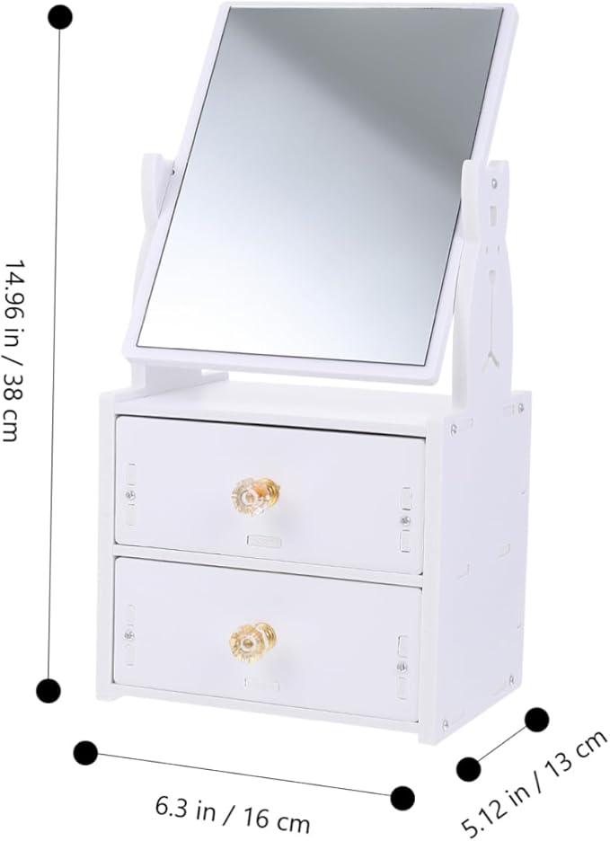 Makeup Containers Organizers Dresser Mirror Storage Vanity Mirror for Desk Makeup Storage Box