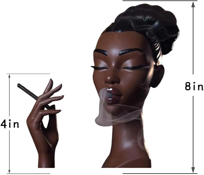 Incense Holder,Black Woman Smoking Head Incense Burner,Unique Home Gift,Desk Decor Suitable for Bedroom and Living Room