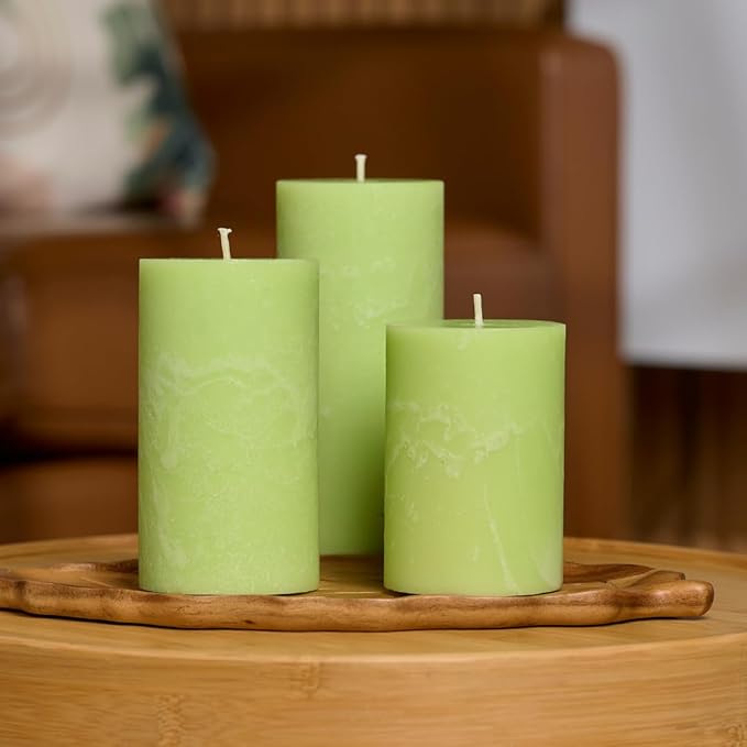 Rosemary Mint Assorted Pillar Candles Assorted 3 Pack Scented Aromatherapy Pillars for Home Décor, Spa, Relaxation & Meditation