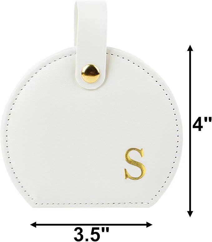 Travel Jewelry Case,Personalized Jewelry Box,Elegant Half-Moon Design with Personalized Golden Initial Case,Personalized Gifts for Women,Jewelry organizer;Personalized Gifts for Women or Friends(S)