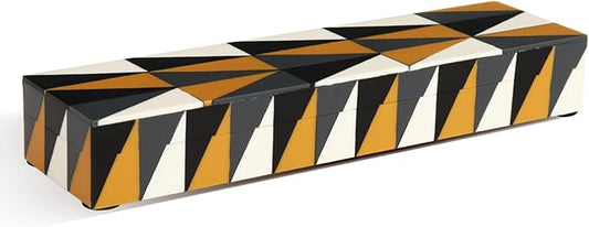 Handicrafts Home Decorative Storage Box with Lid, Decorative Remote Control Box, Slim Coffee Table Storage Box, Decorative Box for Shelf, Desk & Living Room Decor, Puzzle Guild 10 x 2.5 x 1.5 Inch