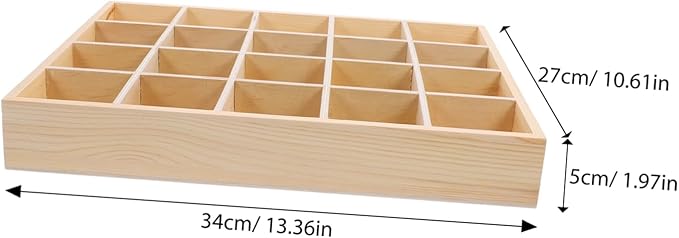 20grids Desktop Organizer Wooden Storage Box with Multi Compartments for Cosmetics and Figurines Rustic Style Vanity Organizer for Makeup Jewelry and Accessories