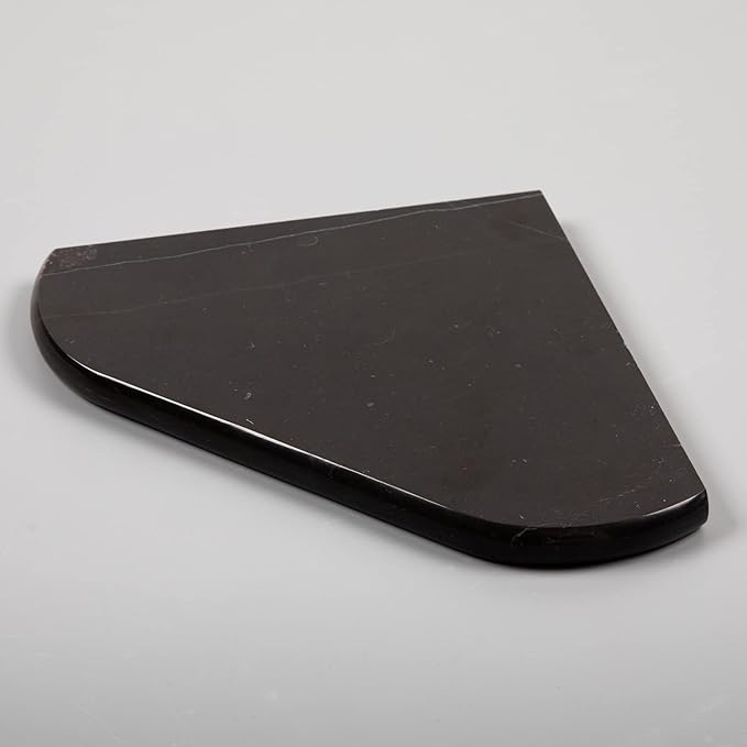 Lovdeco Marble Corner Shelf Wall Mount, Nero Marquina Black Marble Corner Shower Shelf, Polished 8" Round Edge Corner Shelves for Bathroom, Kitchen, Office, Living Room, 1 Piece