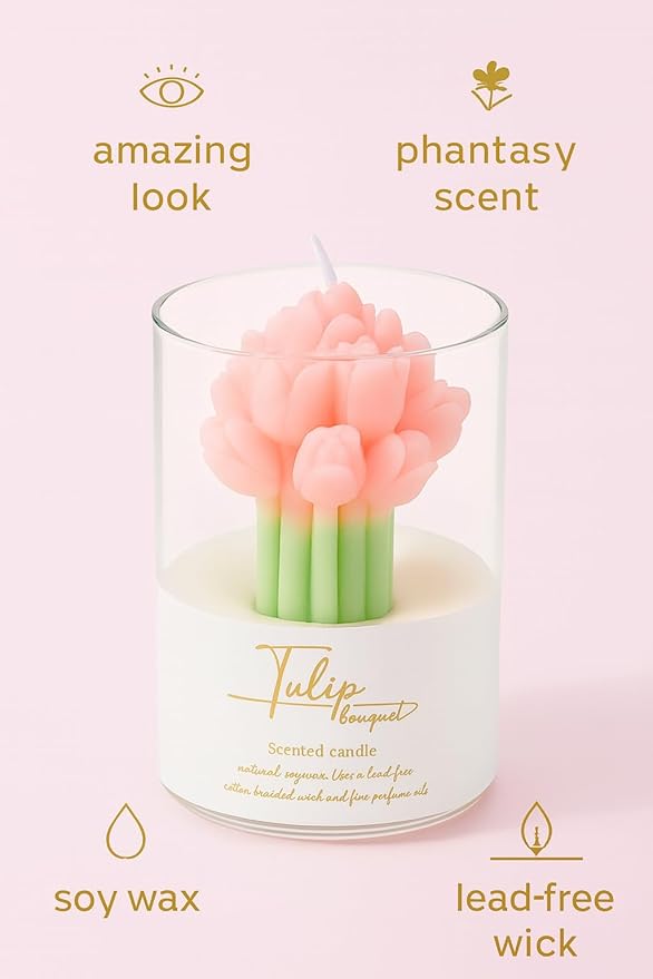 Orange Flower Shape Soy Wax Scented Candles 100% Natural Soy Wax | Relaxing Aromatherapy Candle | Housewarming Gift for Women & Men | Decoration Table Candles | Warm & Decorative Candles