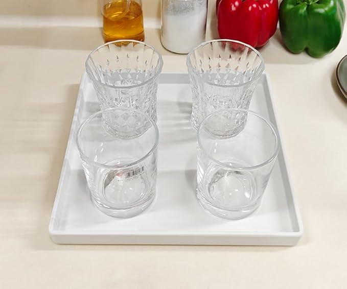 Small Square Serving Tray (9 inch), Durable White Tray for Desserts & Organization, Lightweight for Coffee, Drinks, Party, Seasoning, Perfume and Display.