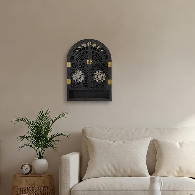 Small Tree of Life Crystal Display Shelf for Trinket and Knick Knack, Moon Shelves for Crystal Display, Crystal Holder Spiritual Decor Arch Wall Cabinet, Gothic Shelves Antique Case Wall Mounted