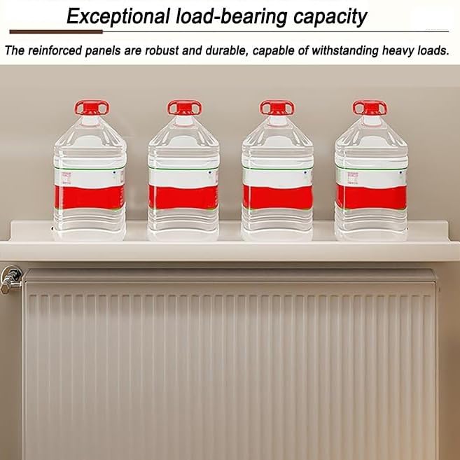 Radiator Cover Shelf, Long White Floating Shelves Wood Shelving Wall Mounted for Living Room Bedroom Kitchen Bathroom Office Storage Organizer Decoration (White, Set of 4)