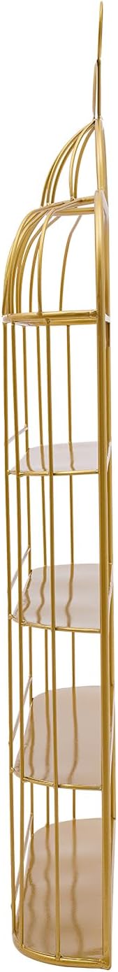 4-Tier Nail Polish Wall Racks 20 * 37 Inch Hold Up to 200 Bottles Birdcage Iron Nail Polish Shelf Organizer Wall Mounted 4 Rows (Gold)