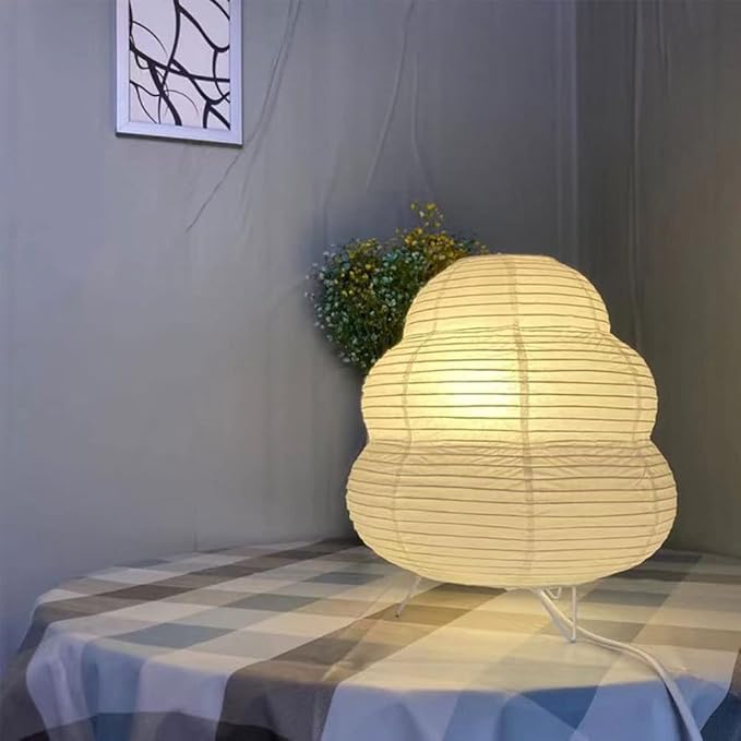 Cute Paper Lamp, Ambient Lighting Lamp, Cozy Accent Side Table Lamp, Small Warm Glow Light for Bedroom Living Room Desk (White, 10inch)