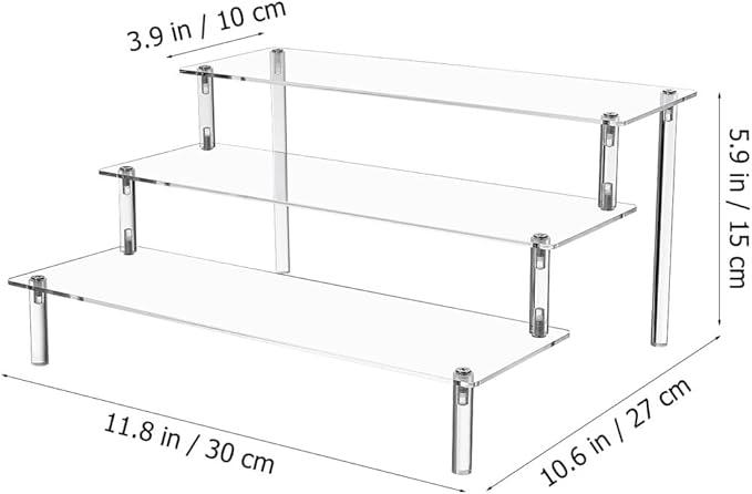 Acrylic Display Shelf Organizer Perfume Stand with Wide Layers Storage Riser for Makeup and Desserts Easy Assembly Stable and Versatile Desktop Display