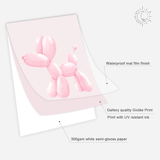 Habseligkeit Pink Posters for Room Aesthetic, Cute Wall Art Prints, Wall Decor Eclectic Home Decor Girls Bedroom Living Room Unframed, Set of 7