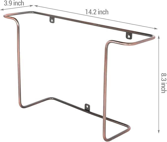 MyGift Modern Metal Wire Wall Mounted Vinyl Records Storage Racks, Hanging LP Record Holders, Floating Album Cover Display Shelves, Set of 2 (Vintage Copper-2 Pcs)
