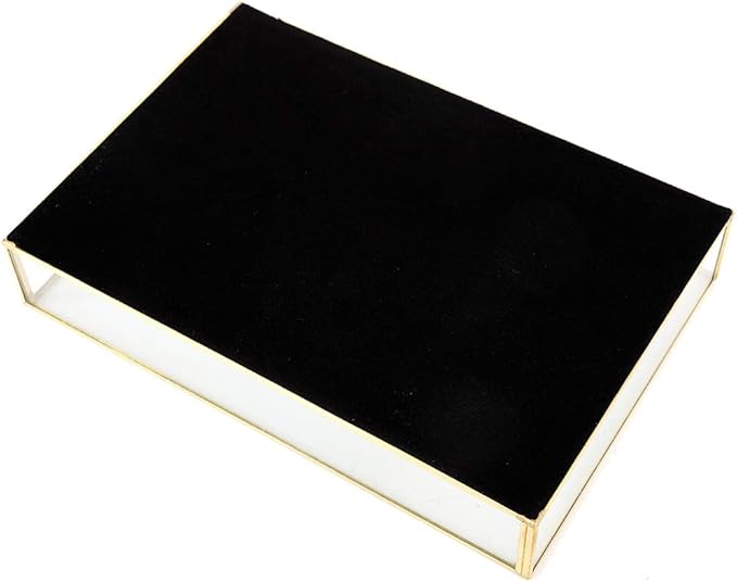 Gold Perfume Tray, Rectangle Decorative Glass Mirror Vanity Tray Jewelry Photo Display Organizer for Trinket Cosmetics Makeup Bathroom Bedroom Home Table Decorative (L)