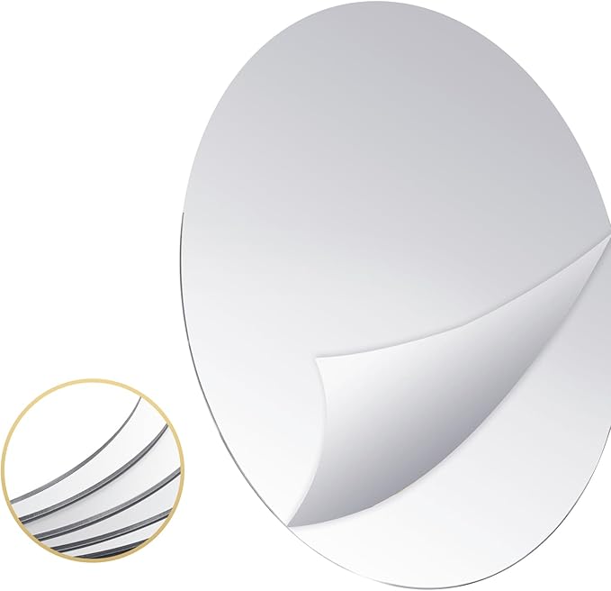 6 Pcs 7.87 Inch Round Mirror Candle Plate, Circle Mirror Centerpieces, for Table Centerpieces & Wedding & Christmas Decorations & Baby Shower Party (7.87'' Silver)