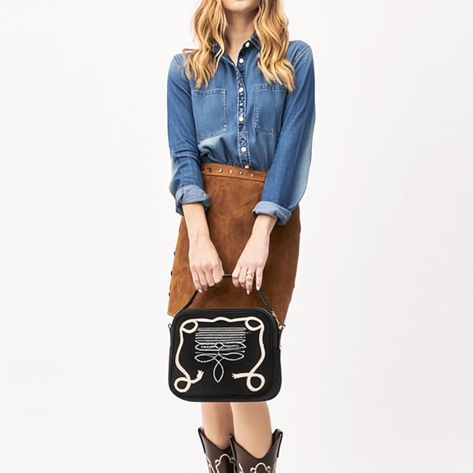 American Darling Genuine Suede Leather jewelry case Boot Stitched Embroidery Western Travel Organizer