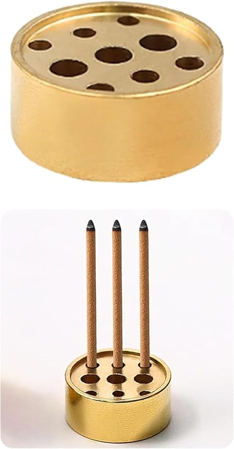Medium Brass Incense Cone Holder with 9 Holes, Traditional Incense Holder for Sticks, Incense Burner for Meditation, Yoga & Relaxation, Ornamental Home Decor for Japanese Tibetan Nepali