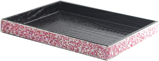 BestblingBling Classic Bling Rhinestone Jewelry or Makeup Storage Box Organizer Display Storage case for Desk or Table (Pink)