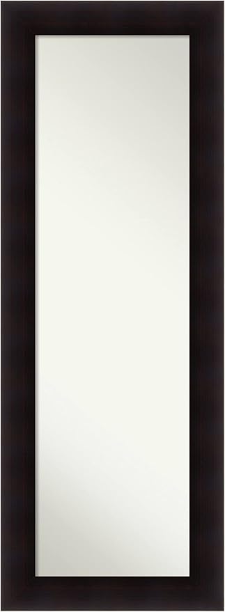 Amanti Art Brown Full Length Mirror for Door, 54x20 Portico Espresso Tall Wall Mirror Full Length, Mounted to Door or Closet Wall with no Visible Brackets, Country Rustic Wood Frame, Bedroom Decor