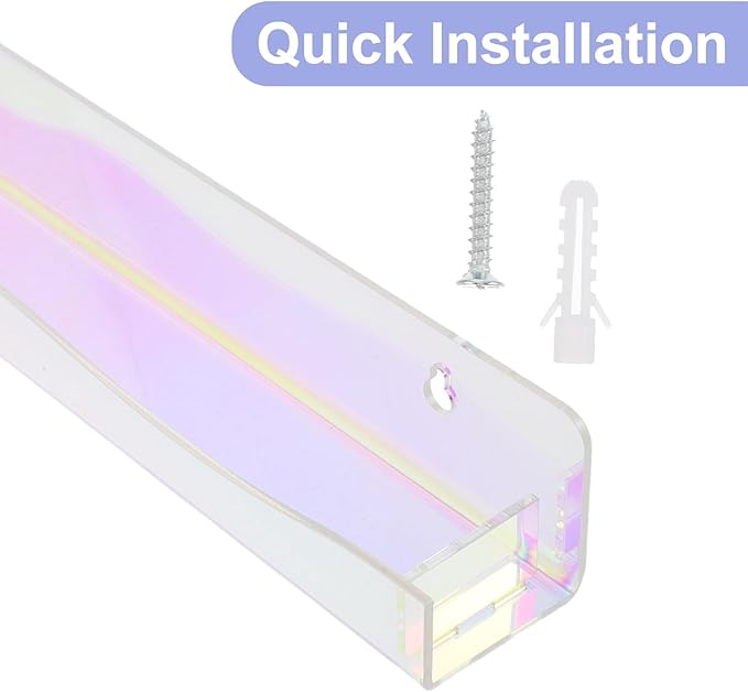 2pcs Iridescent Nail Polish Rack Wall Mounted Organizer Acrylic Floating Shelves - Display Stand for Skincare Perfume Paint Essential Oils Makeup