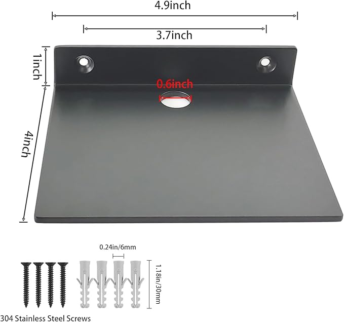 Small Wall Shelf,3.0mm Aluminum Alloy Small Floating Shelf,for Bathroom, Bedroom, Living Room, Kitchen,Office(5 Inch Black, Set of 2)